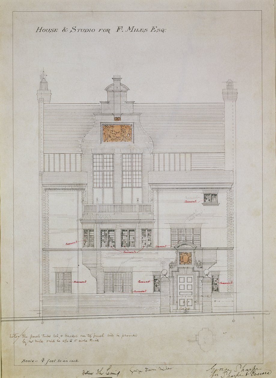 Working Drawing for House and Studio for F. Miles Esq, Tite Street, Chelsea by Edward William Godwin