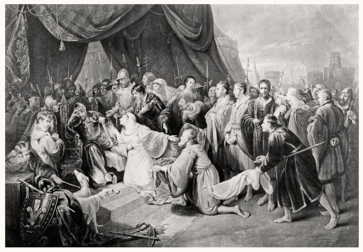 The Surrender of Calais, 4th August 1347 (engraved by John Young) by Edward after Bird