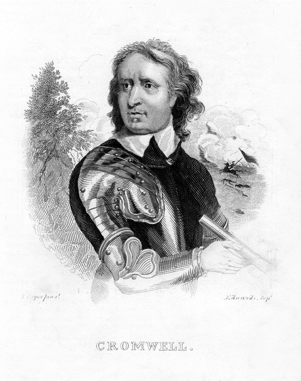 Oliver Cromwell, English Military Leader and Politician by Edwards