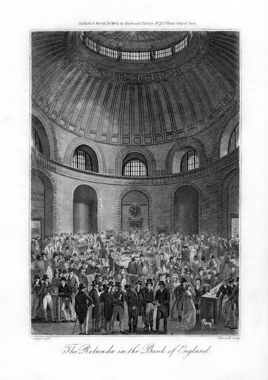 The Rotunda in the Bank of England, London, 1804 by Edwards