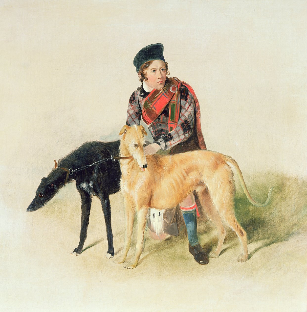 A Ghillie and two Deerhounds by Edwin Landseer