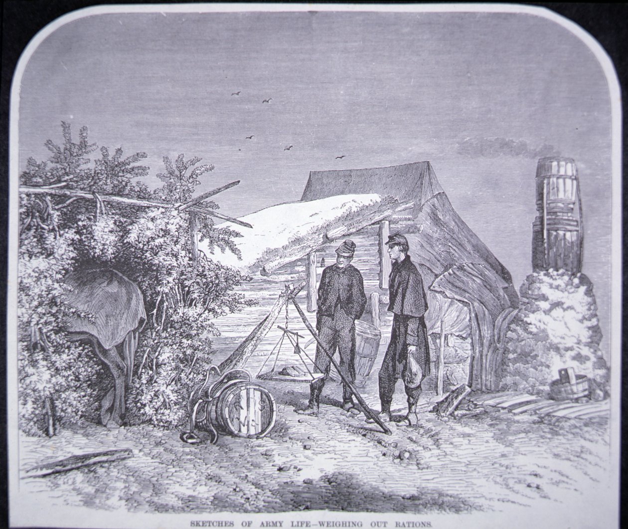Sketches of Army Life - Weighing Out Rations, from 