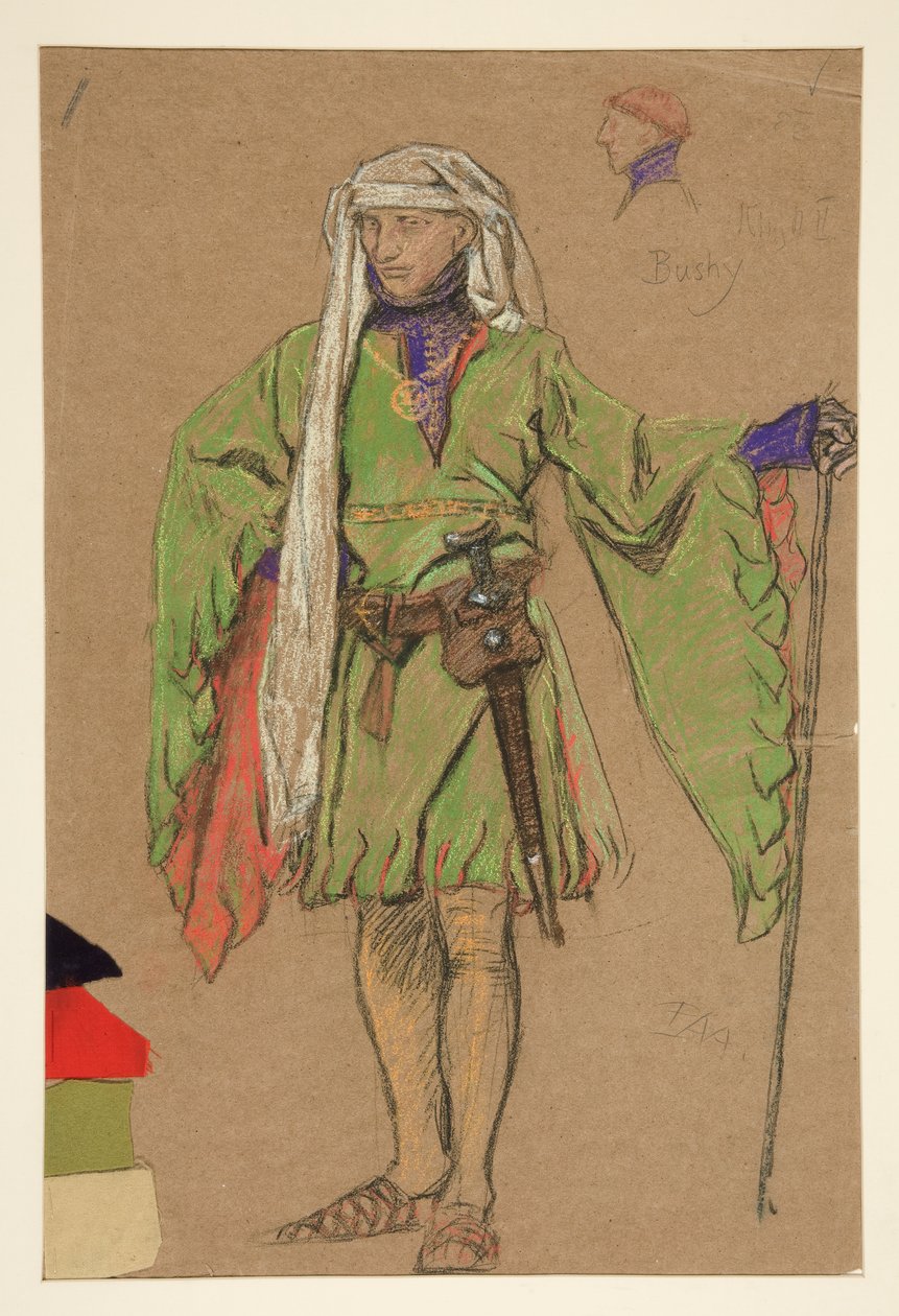 Bushy, Costume Sketch for King Richard II by Edwin Austin Abbey