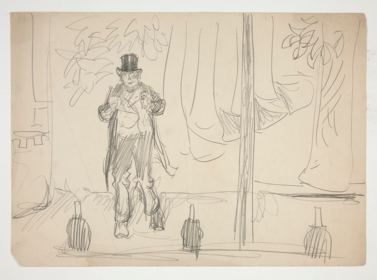 Cartoon of an Actor on Stage - Unidentified Illustration by Edwin Austin Abbey
