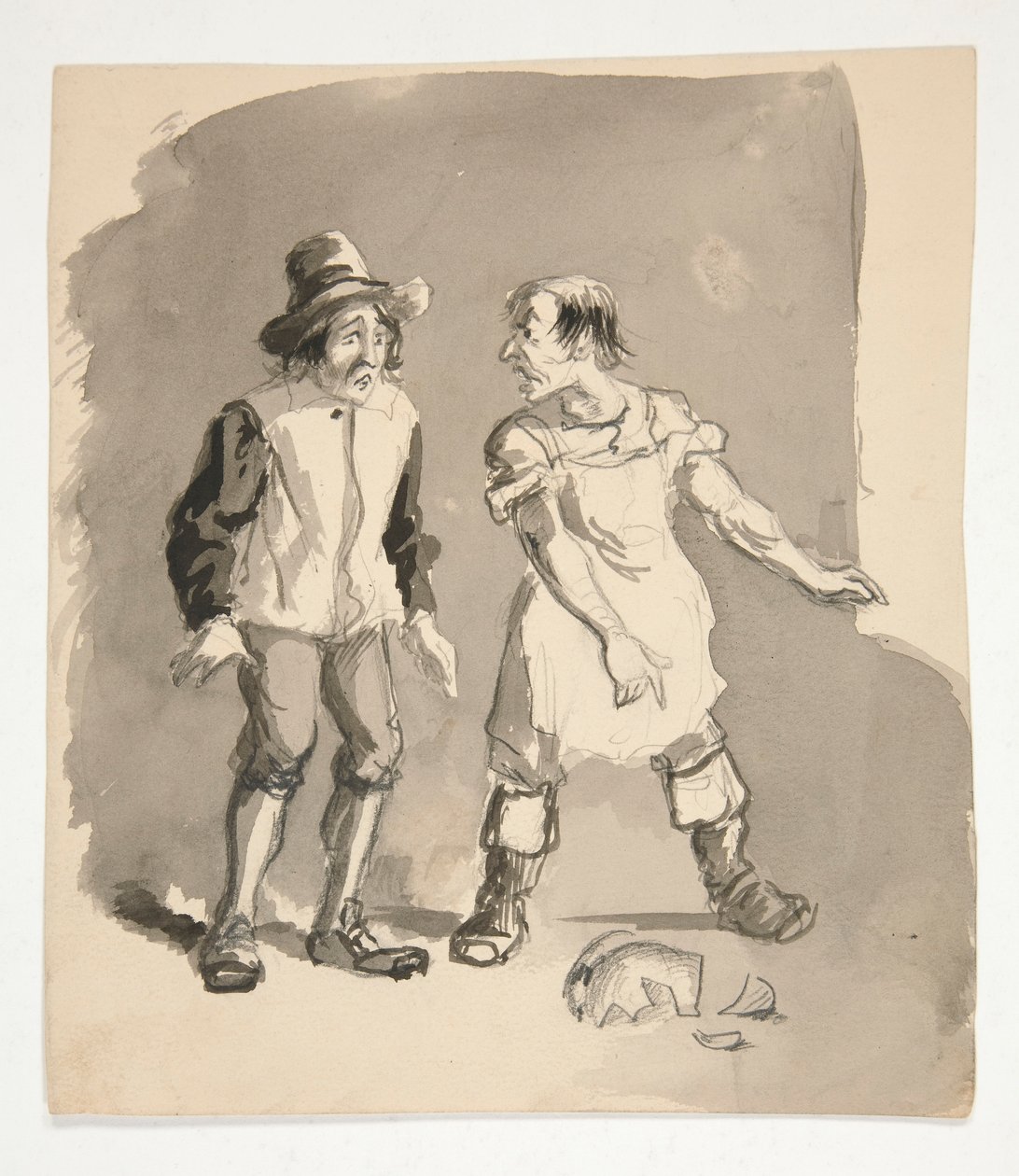 Cartoon of Two Men and a Broken Pot by Edwin Austin Abbey