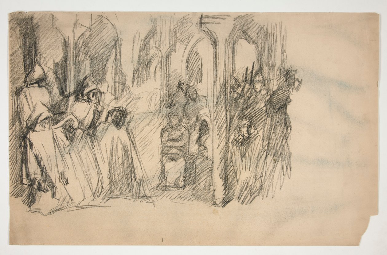 Composition Study for The Quest of the Holy Grail Mural Series at Boston Public Library by Edwin Austin Abbey