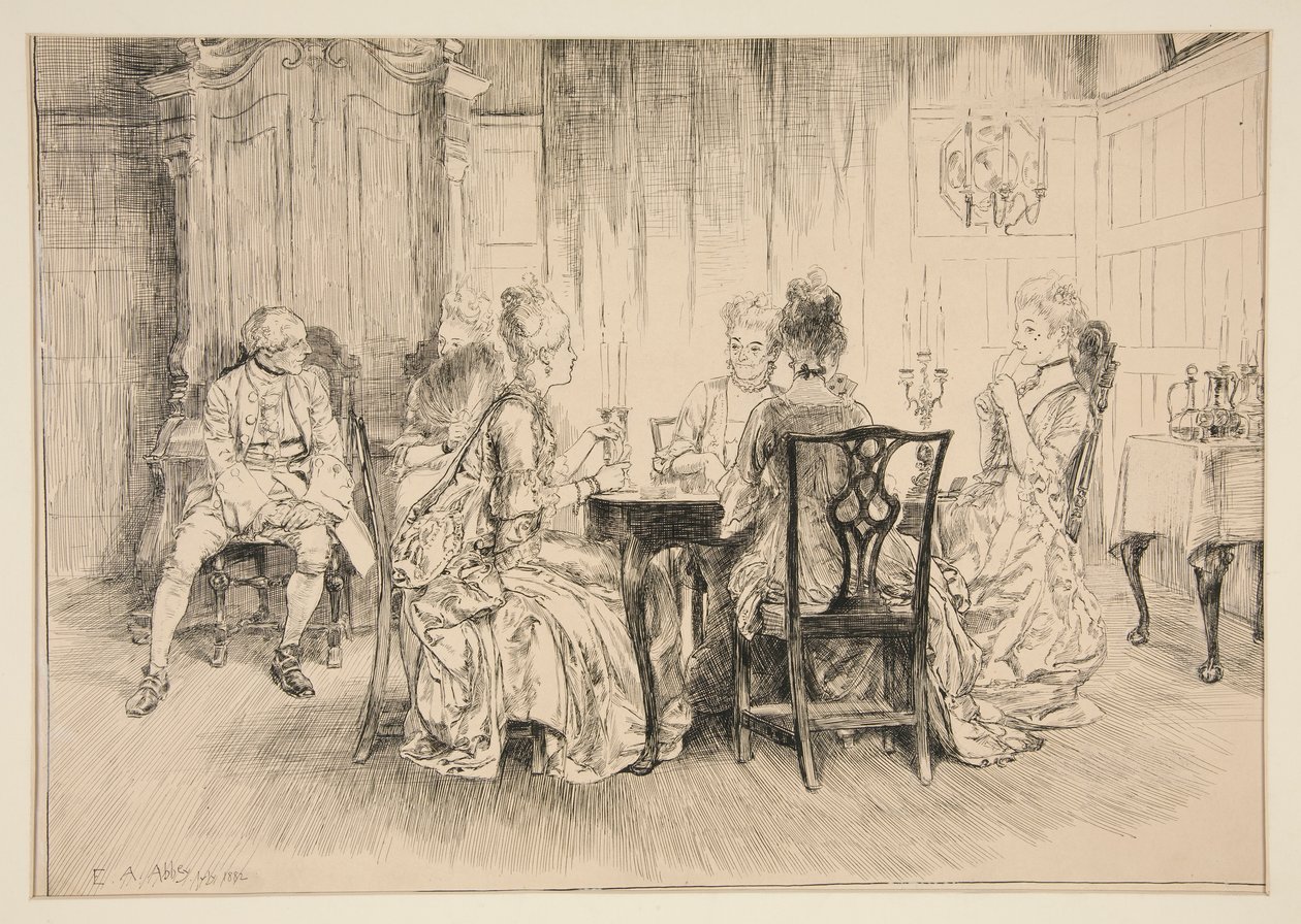 Dining Scene - Illustration for Austin Dobson by Edwin Austin Abbey