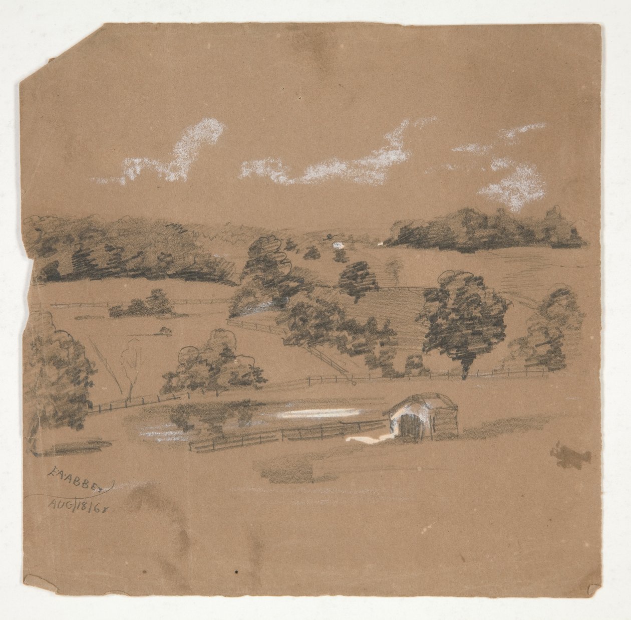 Farm Landscape Overlooking Pastures by Edwin Austin Abbey