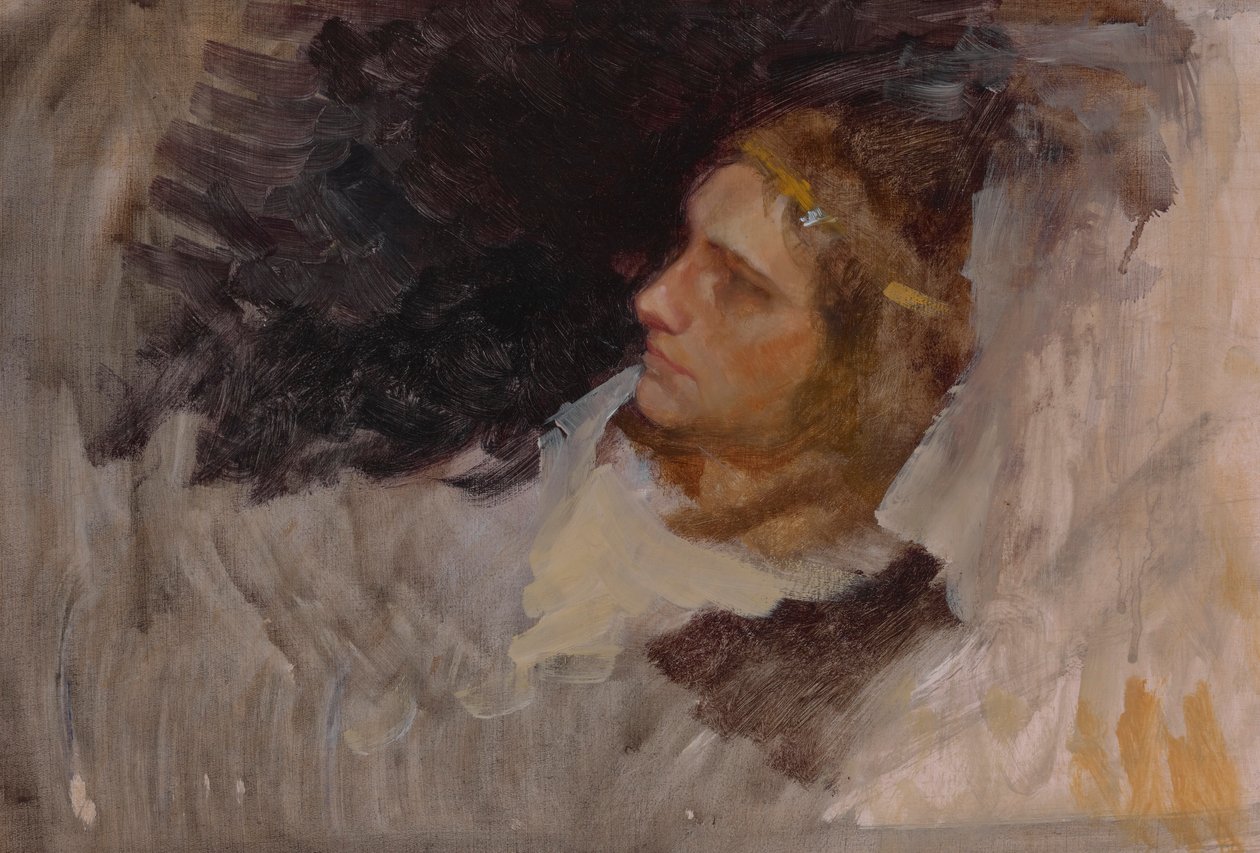 Figure Study of Hamlet, for The Play Scene, Hamlet, Act III, Scene II by Edwin Austin Abbey