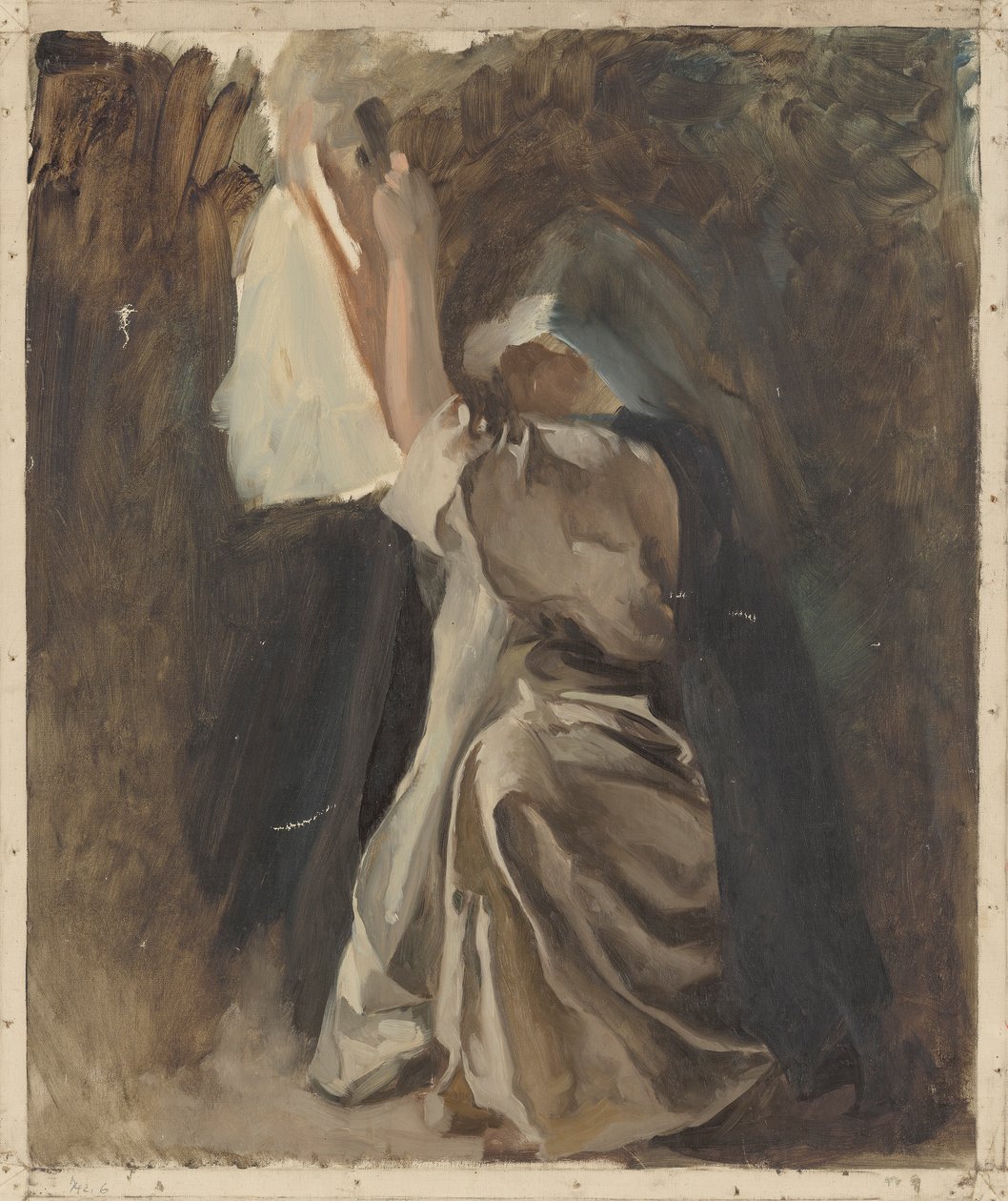 Figure Study of a Nun, for The Infancy of Galahad, in The Quest and Achievement of the Holy Grail, Book Delivery Room, Boston Public Library by Edwin Austin Abbey