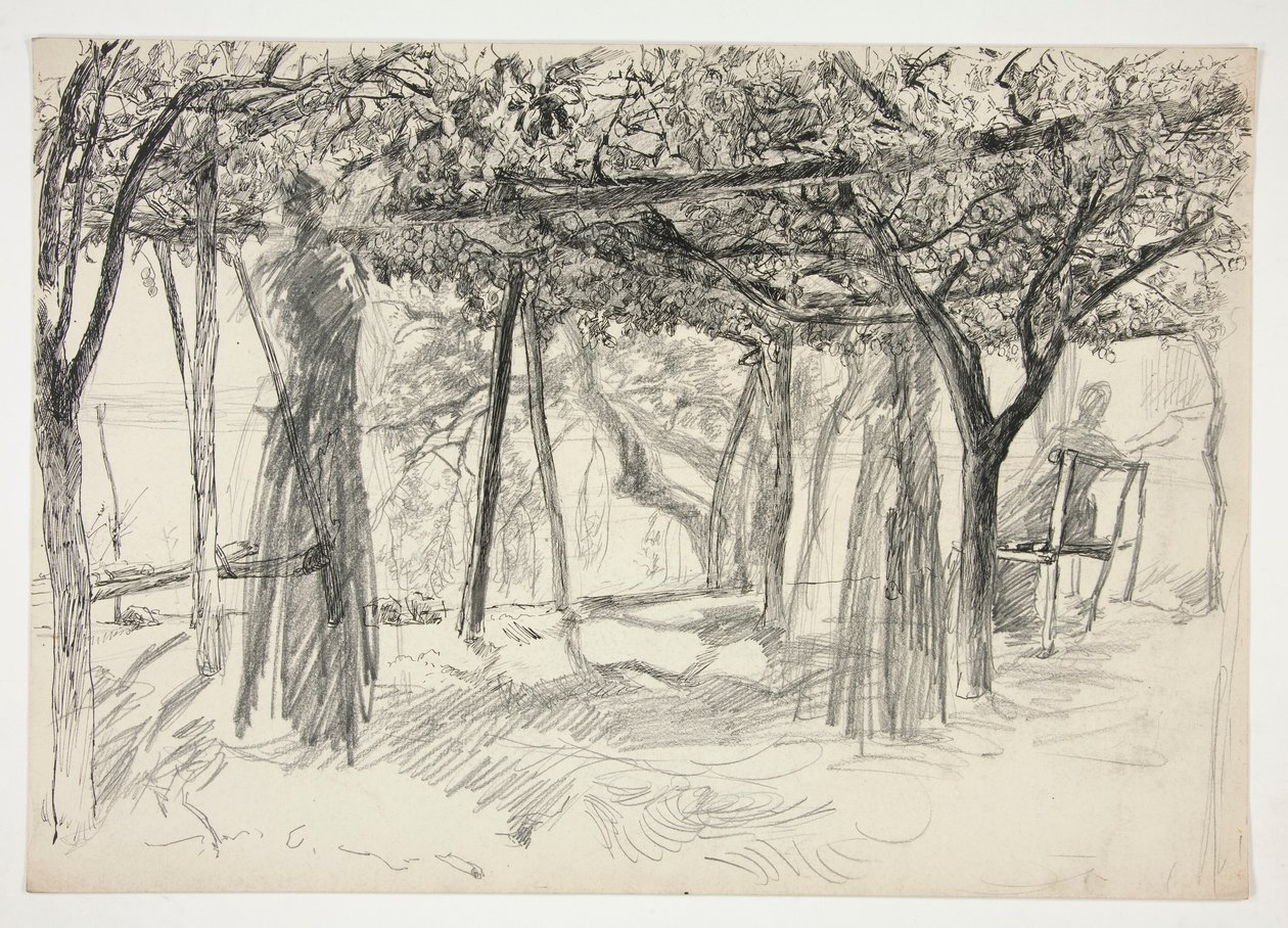 Figures under an arbor by Edwin Austin Abbey