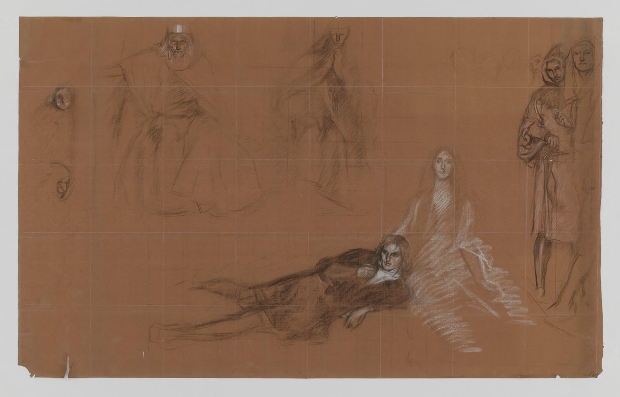 Hamlet - Cartoons for the Painting. Act II, Scene 2 by Edwin Austin Abbey