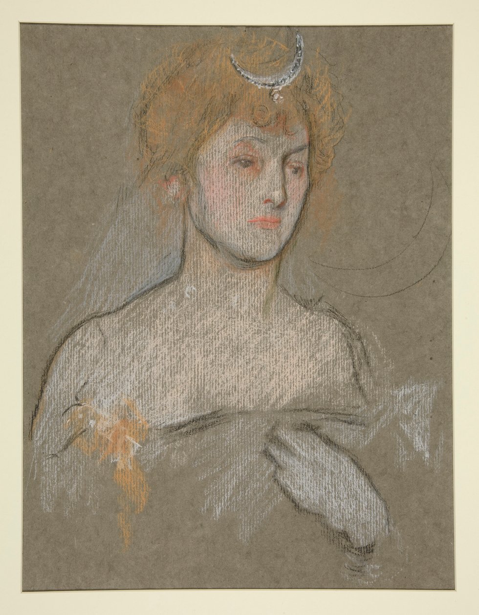Head and shoulders of woman, Coronation of Edward VII portrait by Edwin Austin Abbey