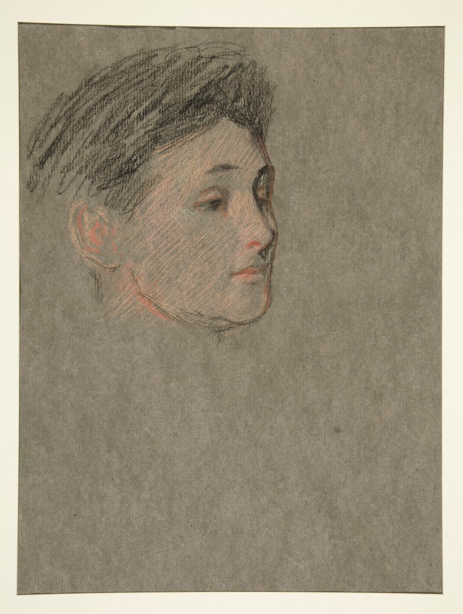 Head of Woman, Black Hair, for Coronation of Edward VII by Edwin Austin Abbey
