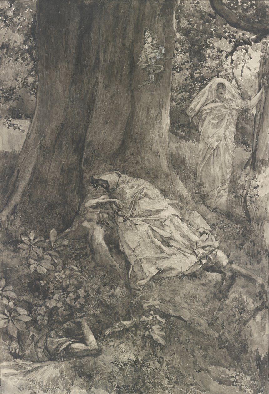 Hermia in the Wood, illustration for Act III, Scene ii, A Midsummer Night by Edwin Austin Abbey