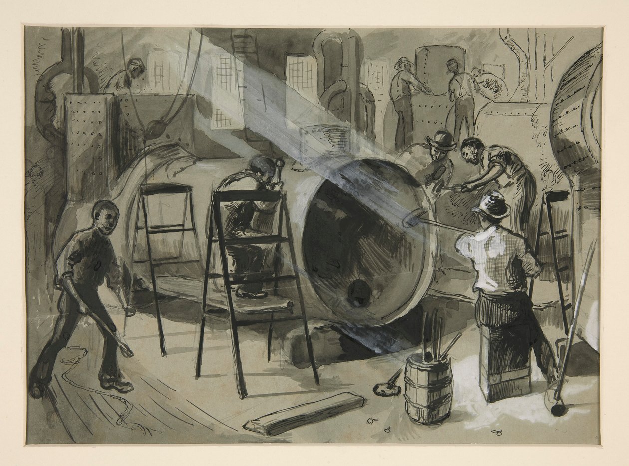 Illustration Inside a Factory by Edwin Austin Abbey