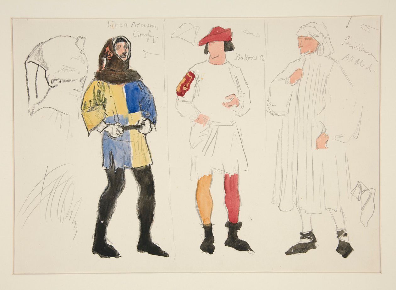 Linen Costume, Baker Costume, Gentleman: Costume Sketch for Henry Irving by Edwin Austin Abbey