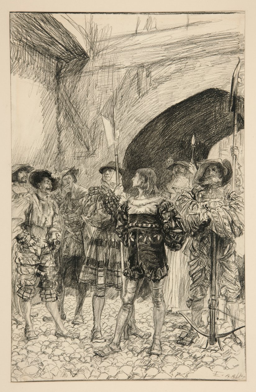Lucio and Claudio - Act I, Scene III, Measure for Measure by Edwin Austin Abbey