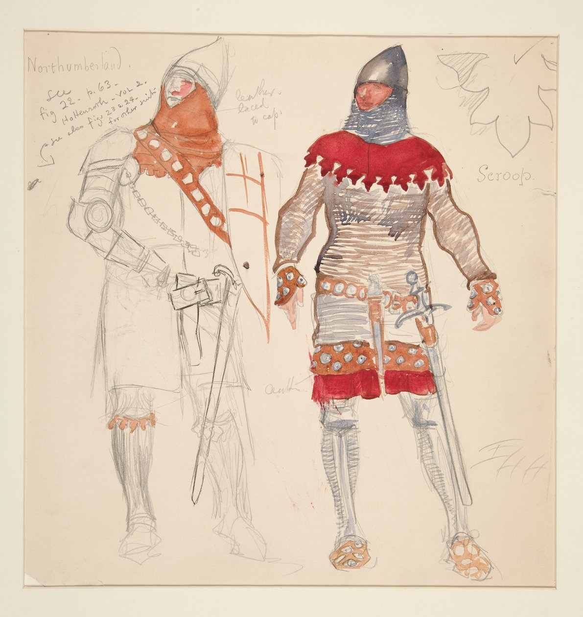 Northumberland Men, Costume Sketch for Henry Irving by Edwin Austin Abbey
