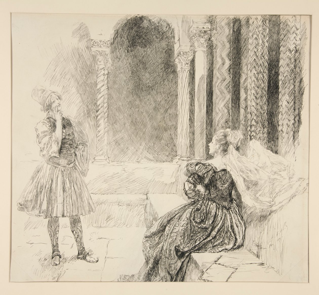 Olivia and Viola, Illustration for Act I, Scene V, Twelfth Night by Edwin Austin Abbey