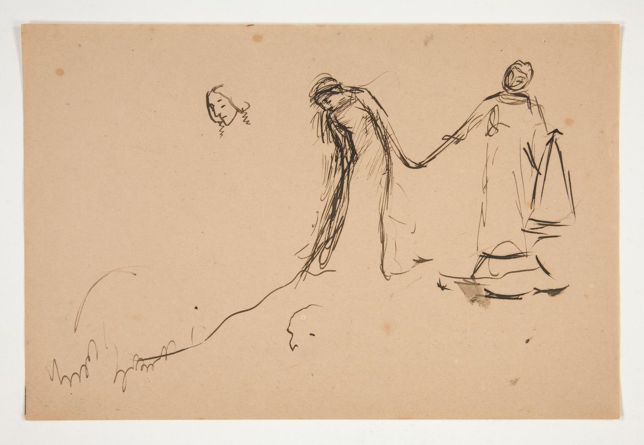 Preliminary Sketch of Helena and Lafeu for Act IV, Scene III, All