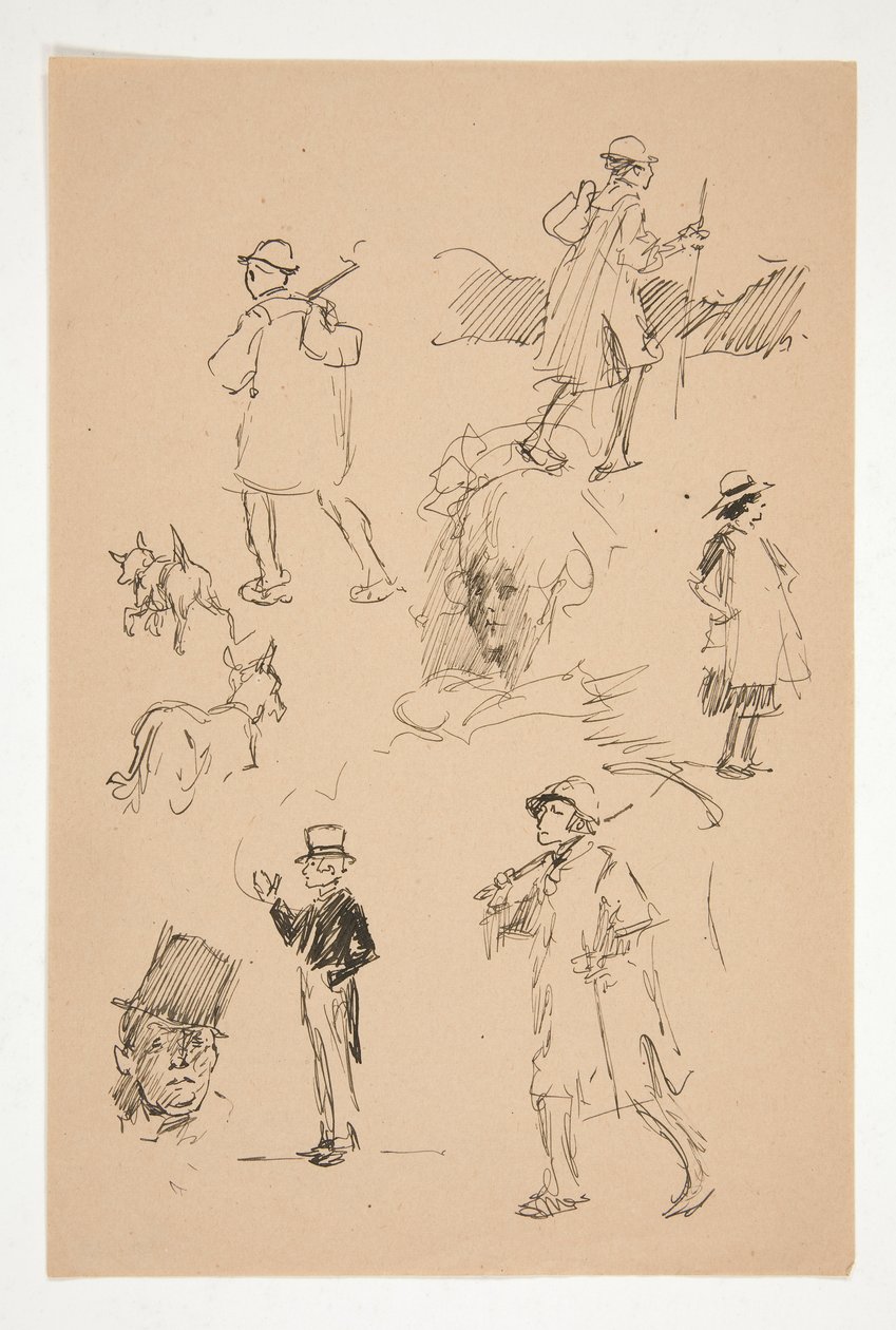 Sheet of sketches of country figures by Edwin Austin Abbey