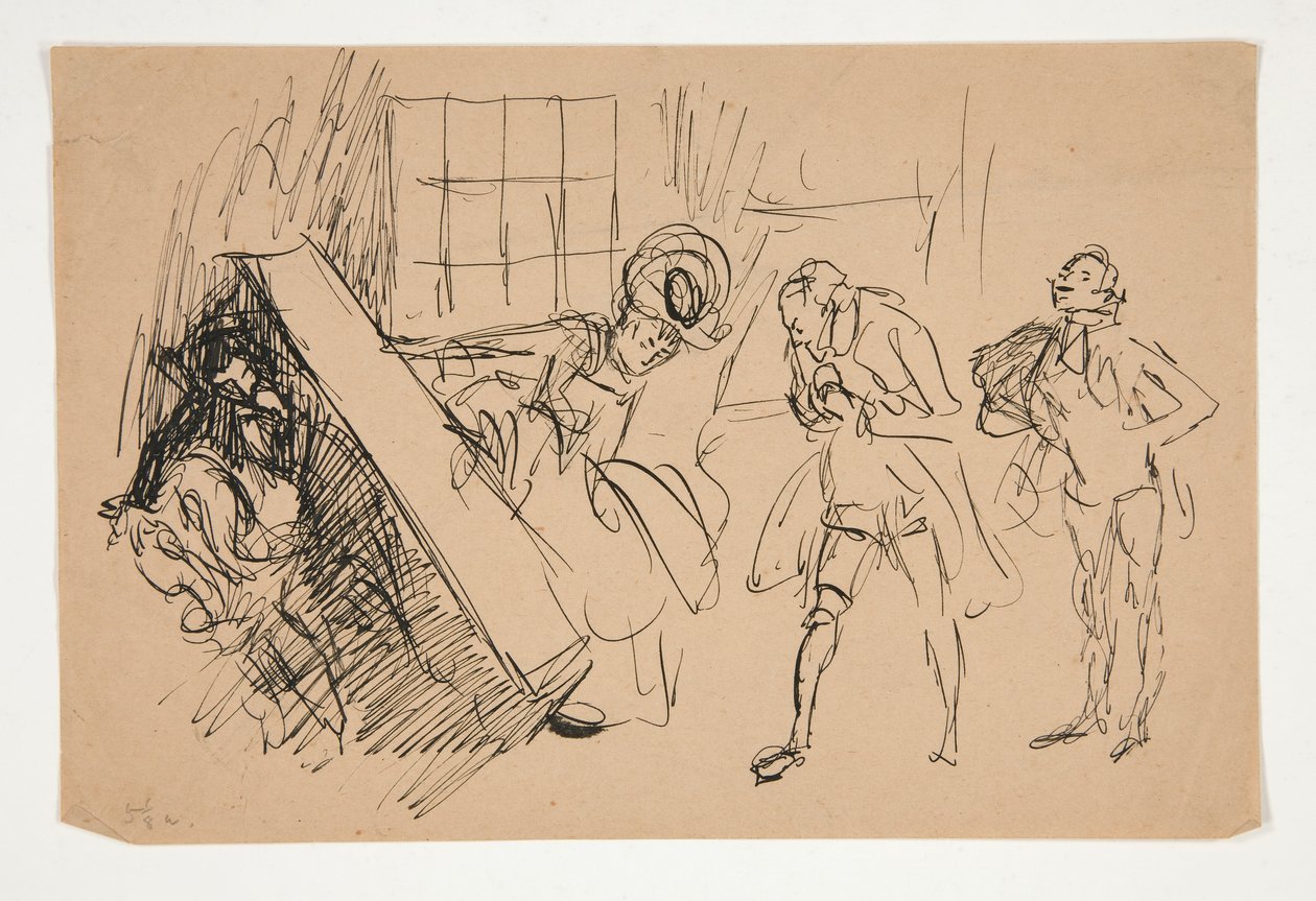 Sketch for School for Scandal, illustration for Scribner by Edwin Austin Abbey