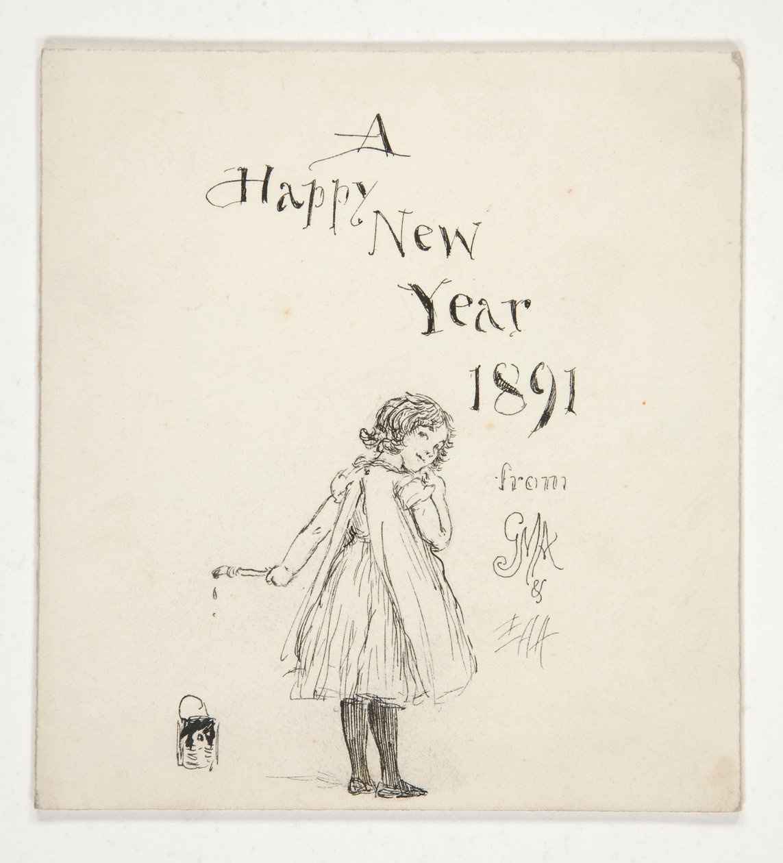 Sketch for a Greeting Card: A Happy New Year 1891 from M.G.A. and E.A.A. by Edwin Austin Abbey