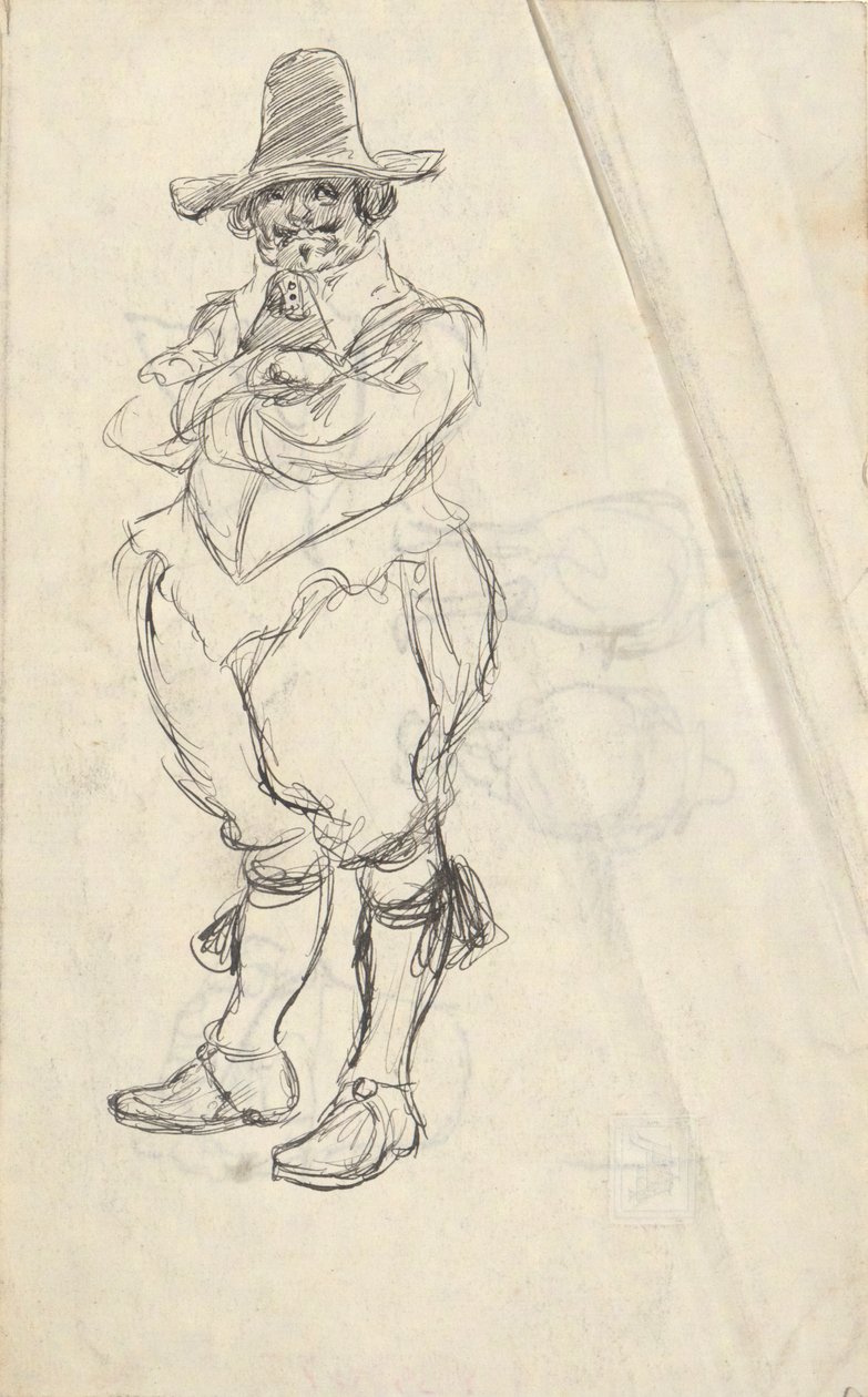 Study of a Man in 17th Century Dutch Costume - Unidentified. Studies on Reverse by Edwin Austin Abbey
