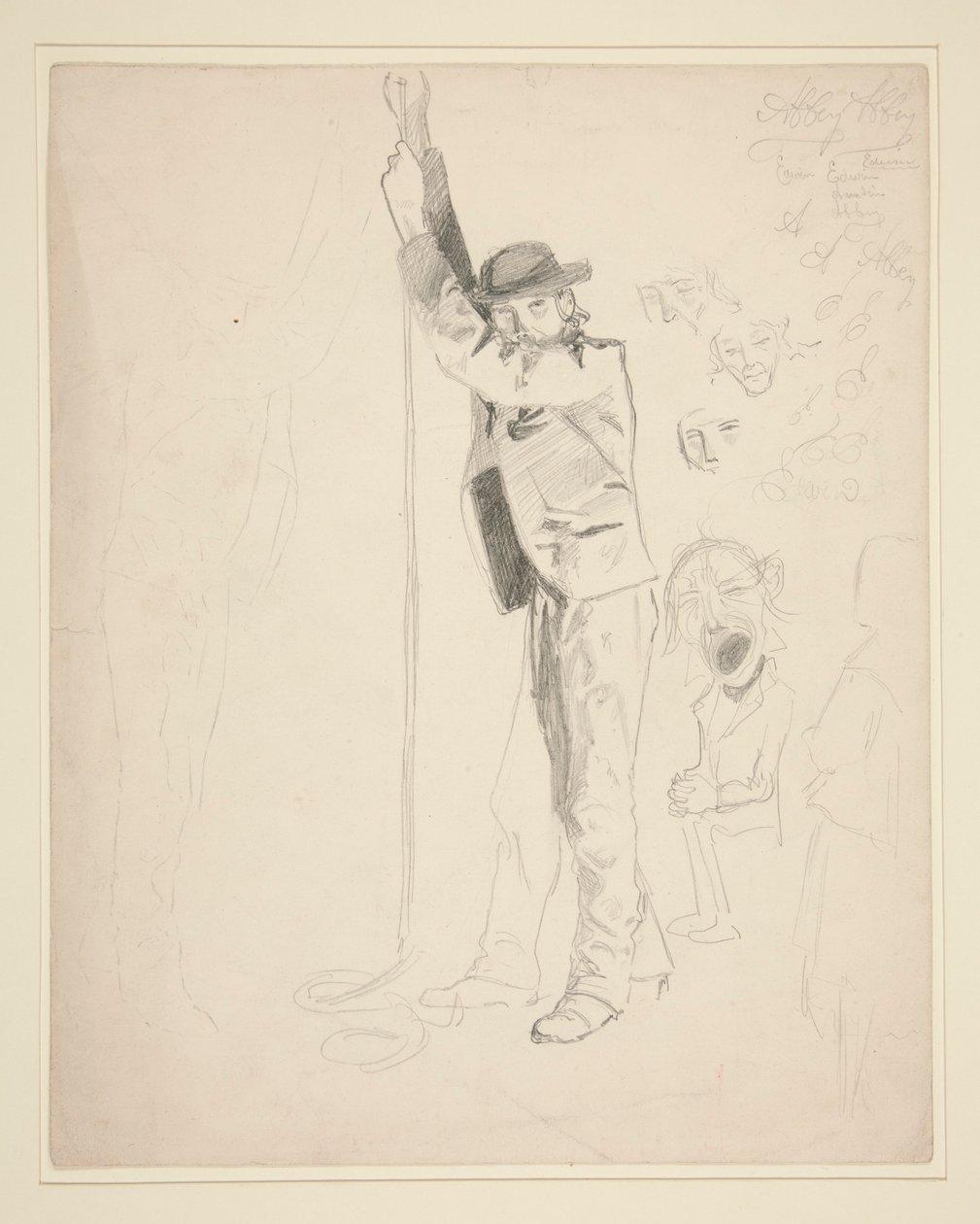 Study of a Man Ringing a Bell; Doodles of EAA by Edwin Austin Abbey