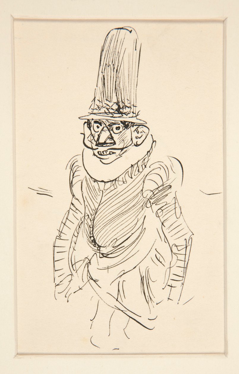 Study of man in XV century costume, possibly a caricature of the period by Edwin Austin Abbey