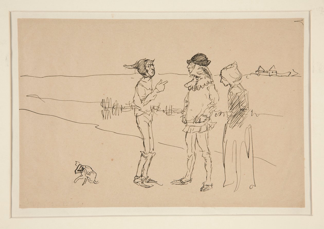 Study of Two Men, Woman, and a Dog, from Love by Edwin Austin Abbey