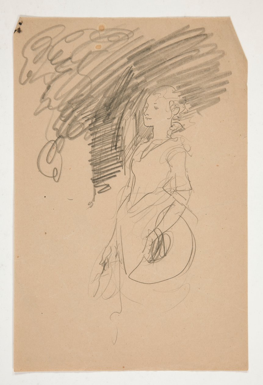 Study of Woman in XVIII Century Costume Holding Her Hat by Edwin Austin Abbey
