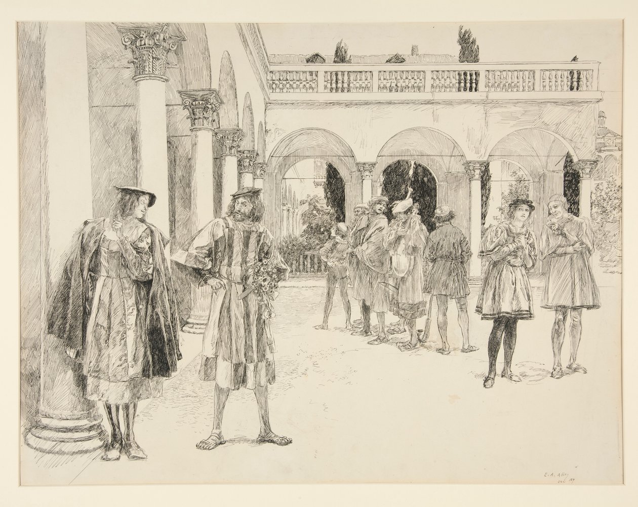 The Court of the Palace, from Act IV, Scene ii, Two Gentlemen of Verona by Edwin Austin Abbey