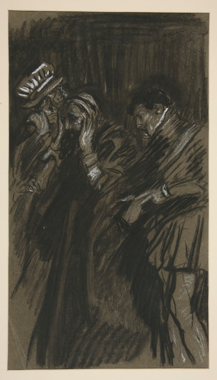 Three Men, study for Taming of the Shrew (?) by Edwin Austin Abbey