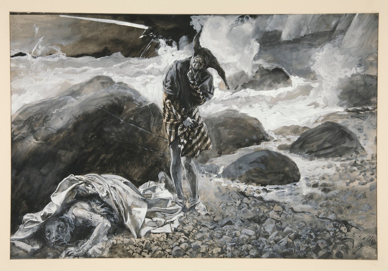 Trinculo and Caliban, Illustration for Act II, Scene II, The Tempest by Edwin Austin Abbey