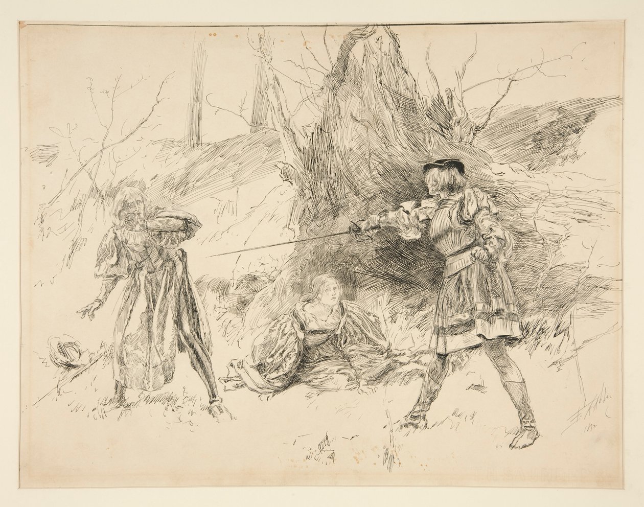 Valentine Rescues Sylvia, from Act V, Scene iv, Two Gentlemen of Verona by Edwin Austin Abbey