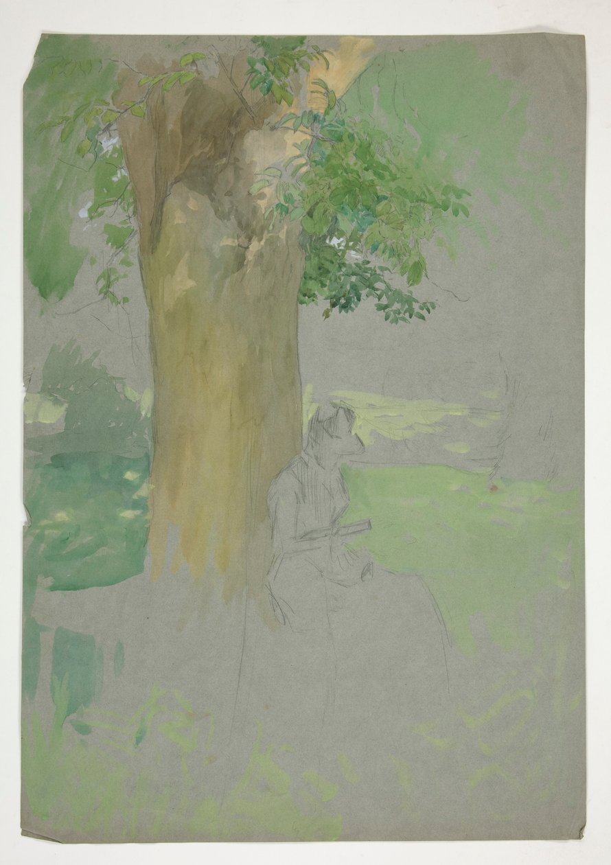 Woman Seated Beneath a Tree, Reading by Edwin Austin Abbey