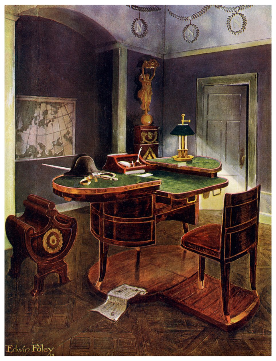 Campaign desk of Napoleon I, Chateau de la Malmaison, France, 1911-1912 by Edwin Foley