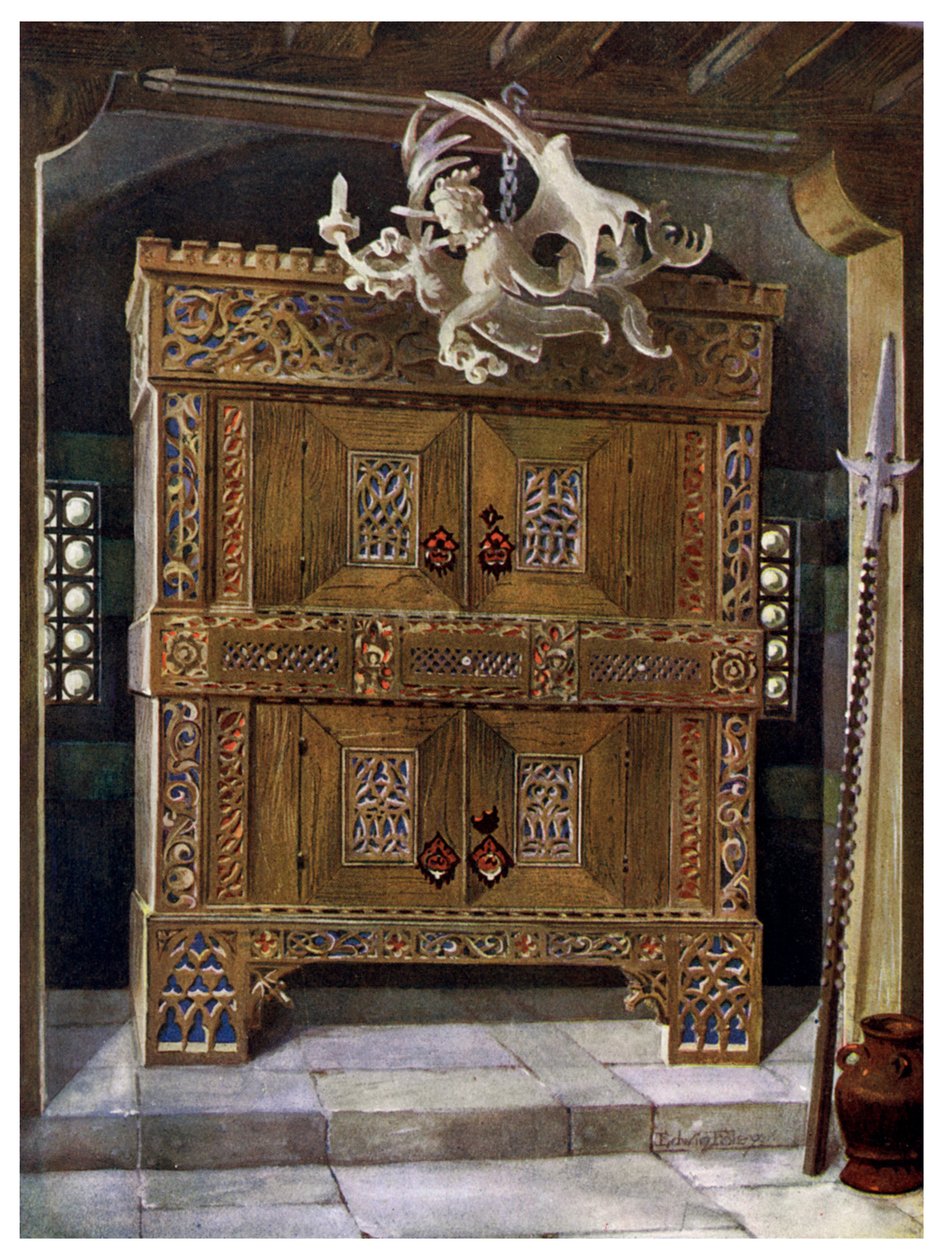Late Gothic Schrank, 1910 by Edwin Foley
