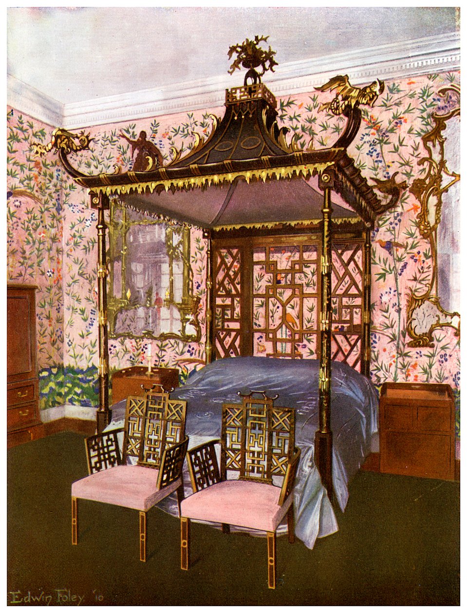 The Chippendale Chinese Bedroom, Badminton House, Gloucestershire by Edwin Foley