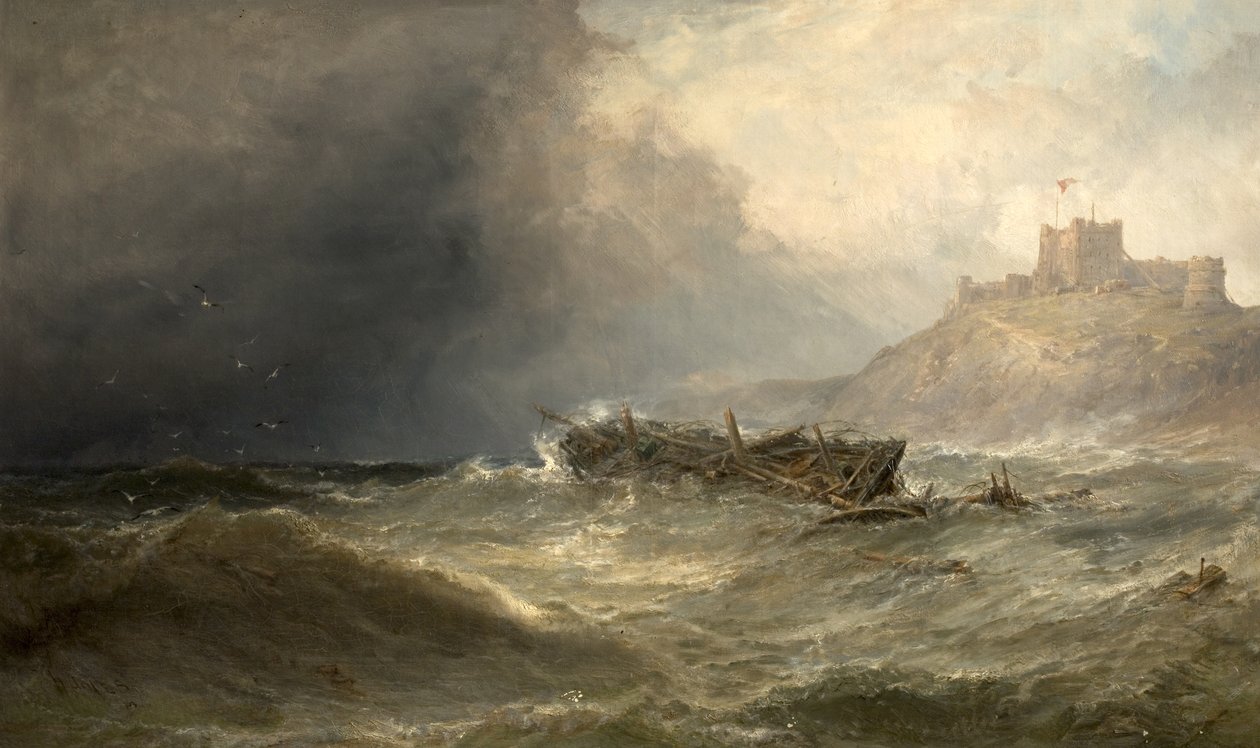 Brig Drifting Ashore off Bamborough, Northumberland, 1875 by Edwin Hayes