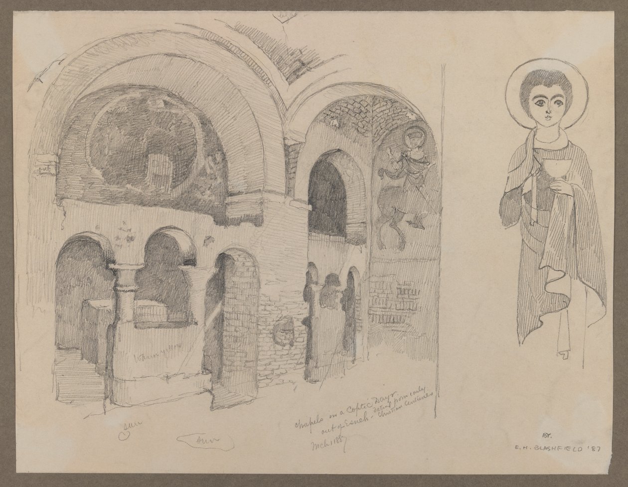 Early Christian (Coptic) Monastery at Esna, 1st March, 1887 by Edwin Howland Blashfield