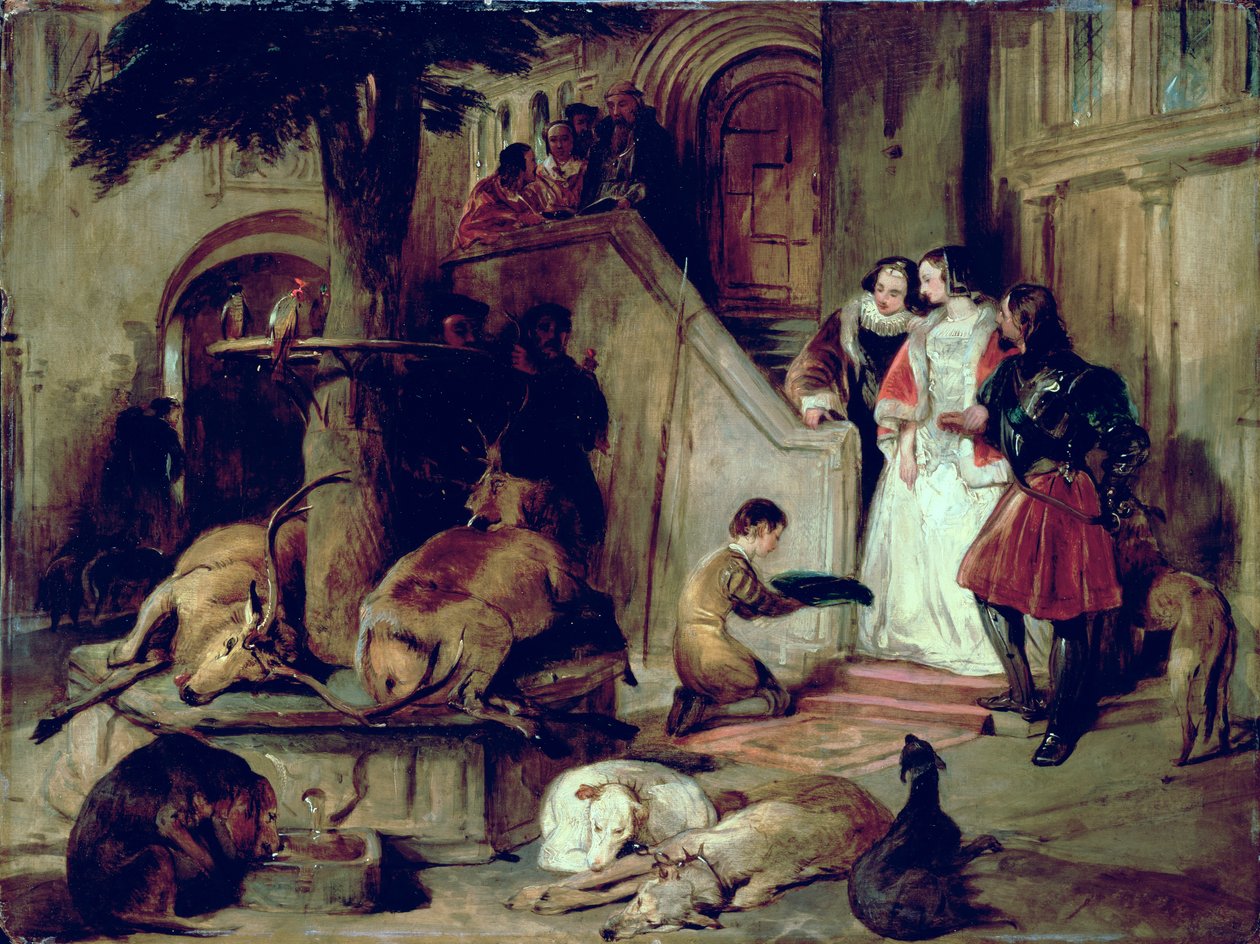 A Courtyard in olden times by Edwin Landseer