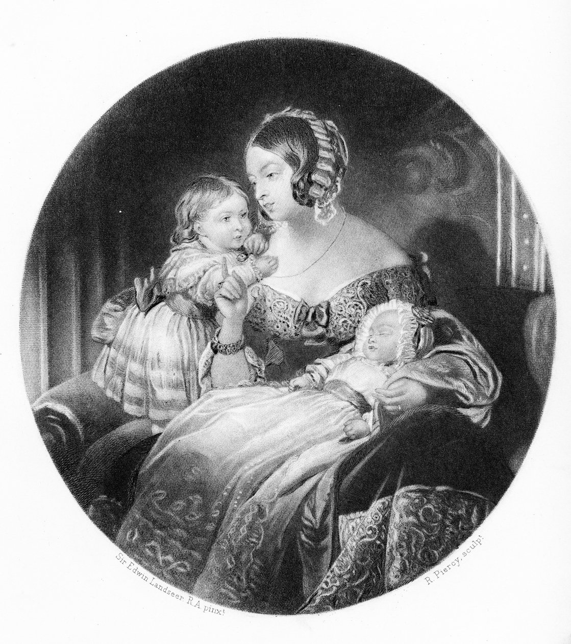 The Queen, The Princess Royal and The Prince of Wales, engraved by R. Piercy, 1842 by Edwin Landseer