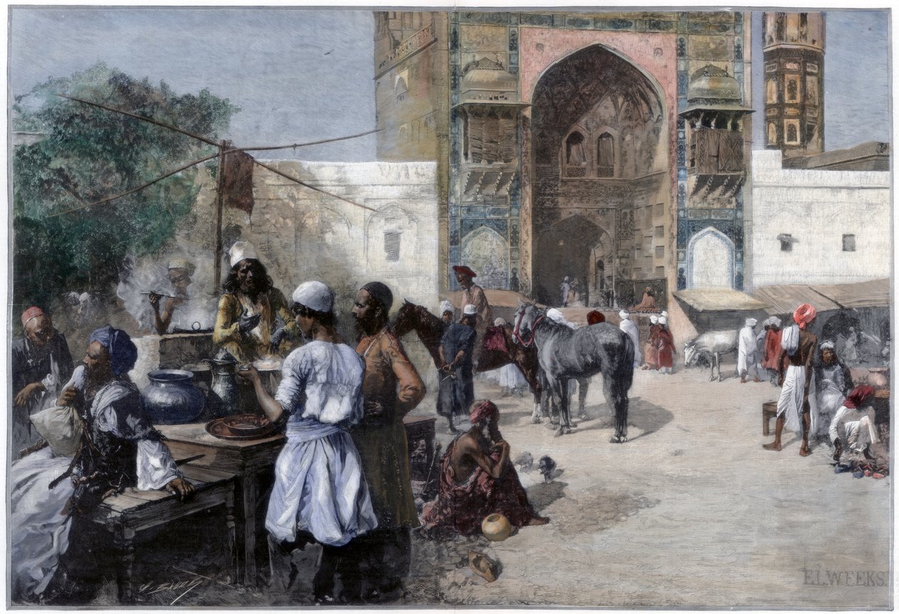 An Open-Air Restaurant at Lahore, India, 1880 by Edwin Lord Weeks