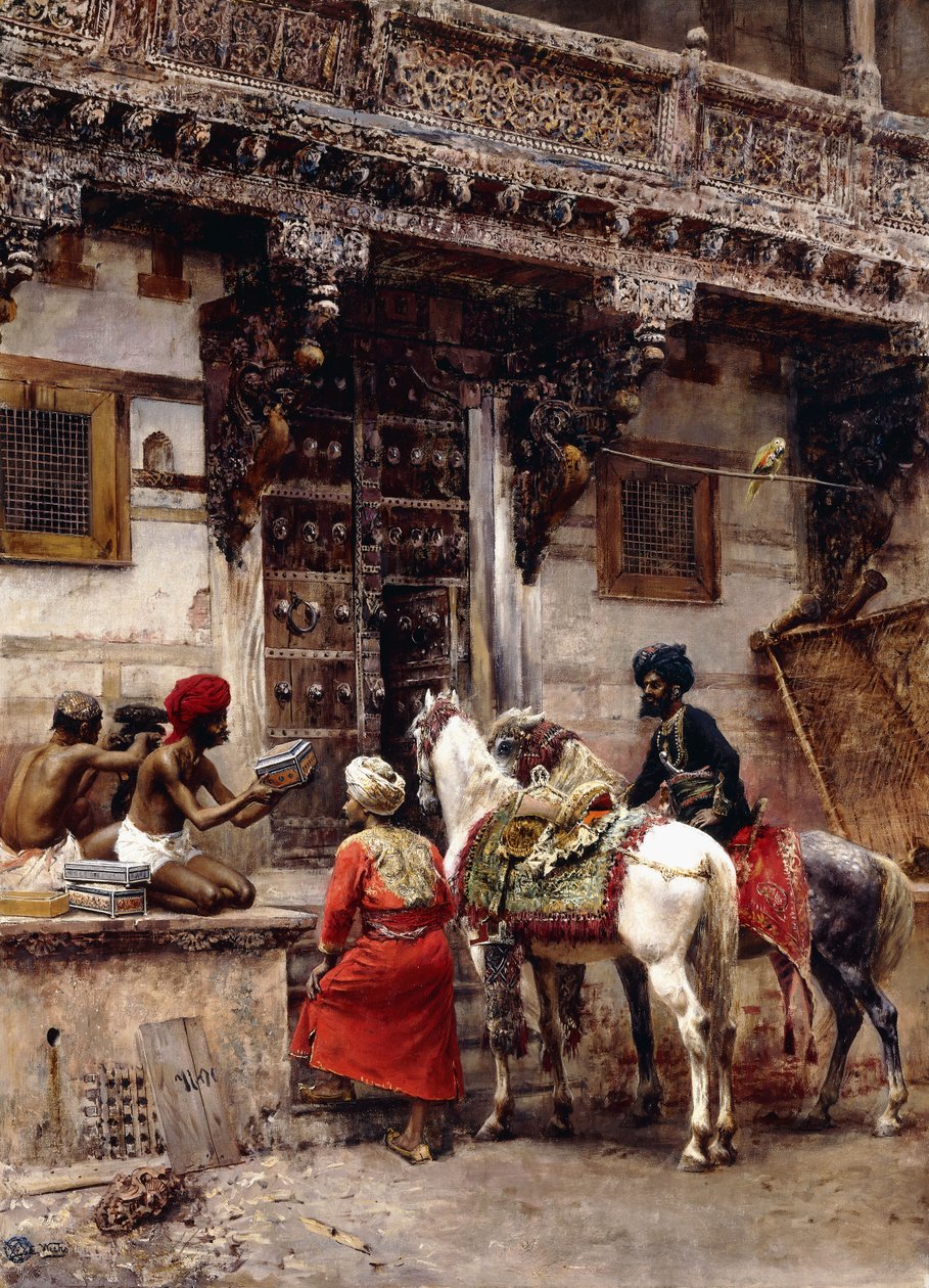 Craftsman Selling Cases by a Teak-Wood Building, Ahmedabad by Edwin Lord Weeks