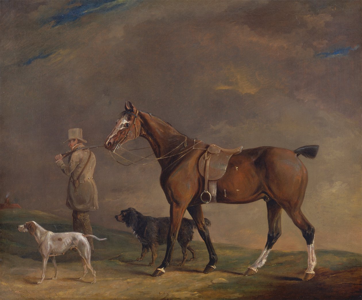 A Sportsman with Shooting Pony and Gun Dogs by Edwin W. Cooper of Beccles