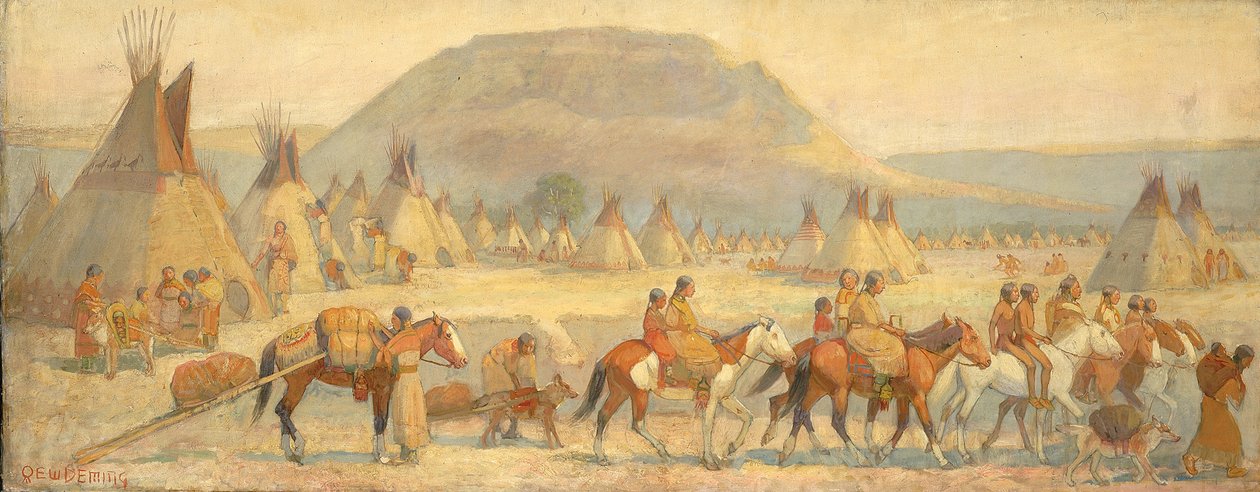 Blackfoot Camp Scene by Edwin Willard Deming