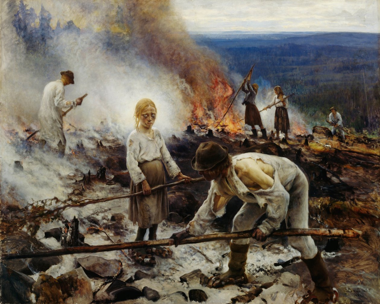 Under the Yoke Burning the Brushwood by Eero Järnefelt